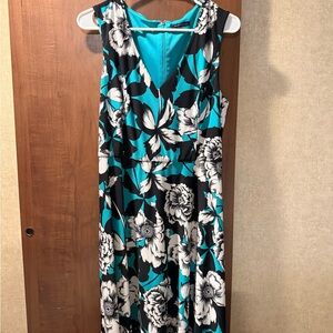 Tommy Hilfiger Teal and Black Floral Maxi Dress